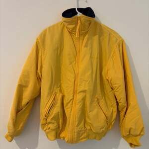 VTG Y2K Eddie Bauer Women's Bomber Jacket Small Yellow Full Zip Fleece Lined 90s